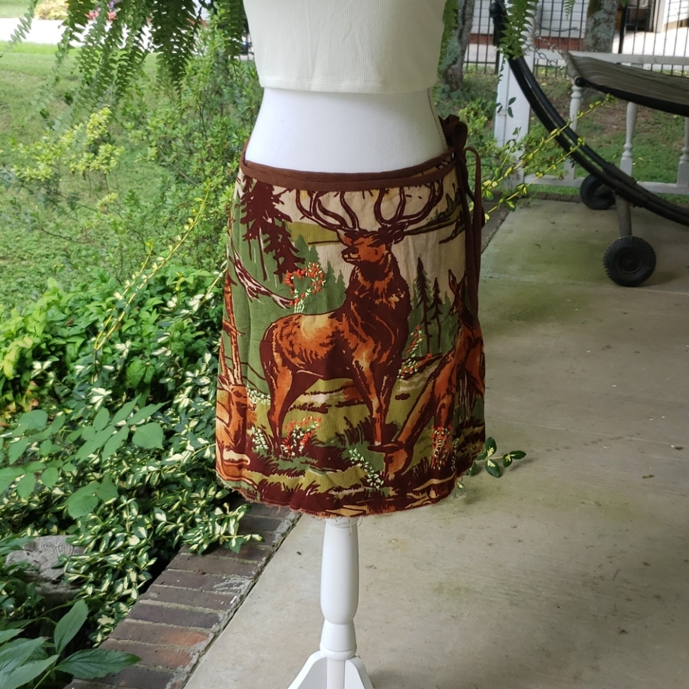 Vintage Free People deer wrap skirt